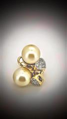 Pearl Gold-Diamond & Stone Earrings 6 Diamonds .18 Carat T.W. 14K Yellow Gold